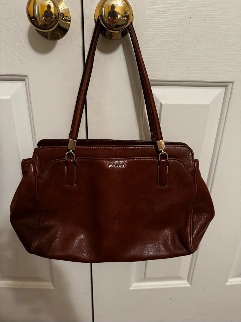 Coach Chestnut Brown Leather Shoulder Bag with Gold Hardware